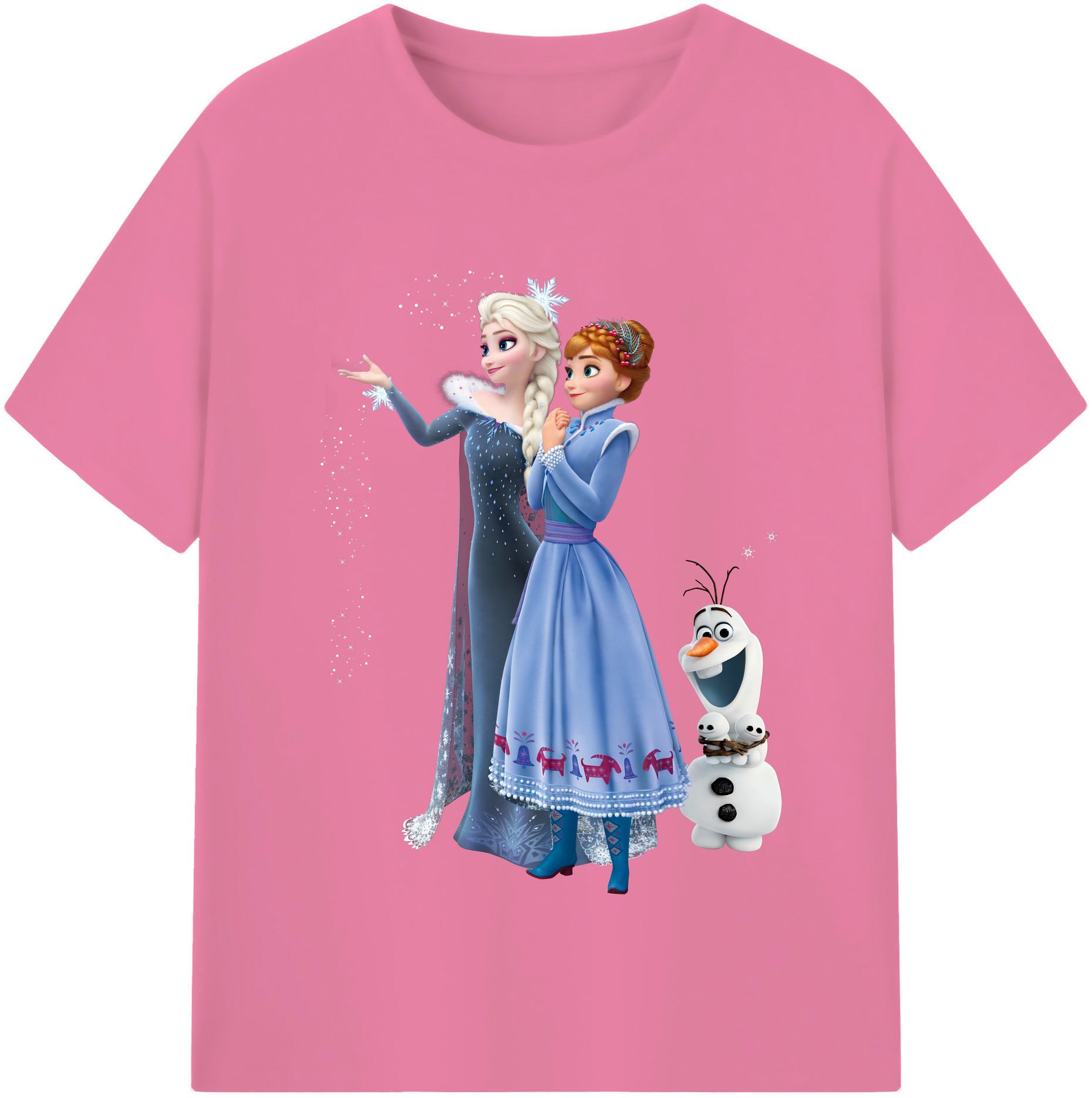 （画像用） アナと雪の女王 アンナ エルサ Frozen Anna Elsa 綿100％半袖Tシャツ（フロントプリント）